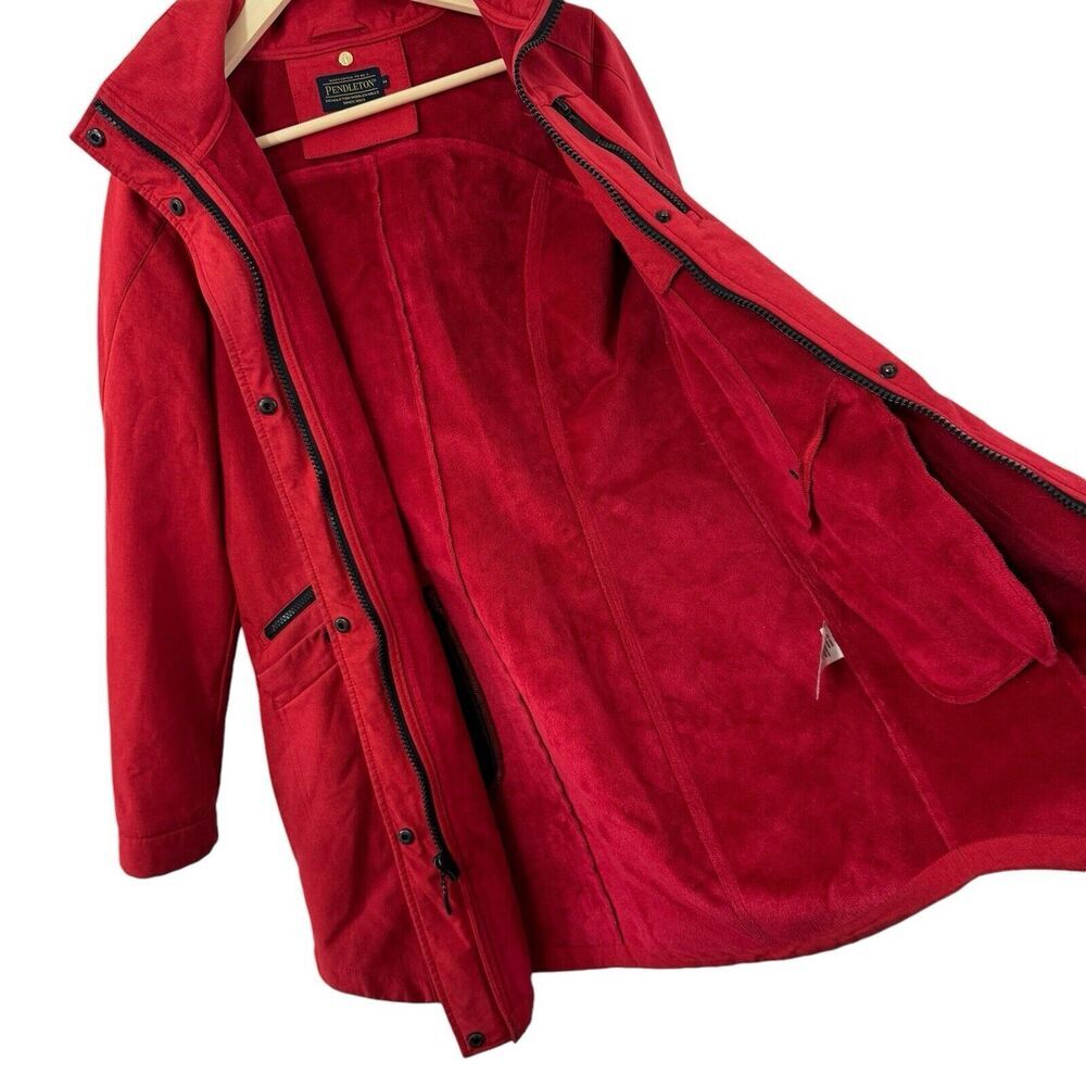 Pendleton Medium Zip Parka Jacket Red Fleece Line… - image 6